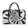 Spiral Piano Keyboard Print Leather Duffel Bag