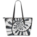 Spiral Piano Keyboard Print Leather Tote Bag With Zipper