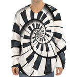 Spiral Piano Keyboard Print Long Sleeve Baseball Jersey