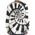 Spiral Piano Keyboard Print Long Sleeve Baseball Jersey