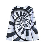 Spiral Piano Keyboard Print Long Sleeve Short Coat
