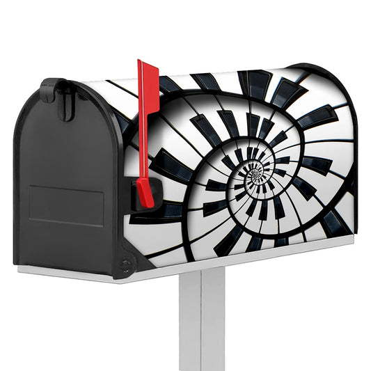 Spiral Piano Keyboard Print Mailbox Cover