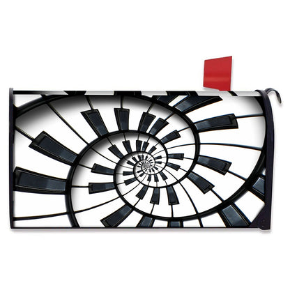 Spiral Piano Keyboard Print Mailbox Cover