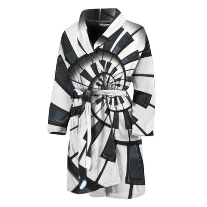 Spiral Piano Keyboard Print Men's Bathrobe