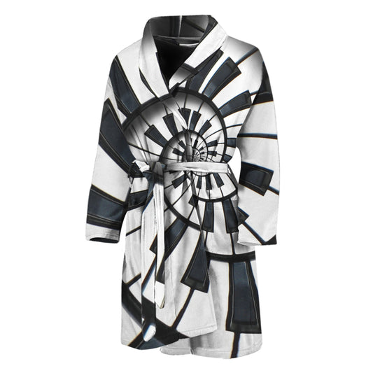 Spiral Piano Keyboard Print Men's Bathrobe