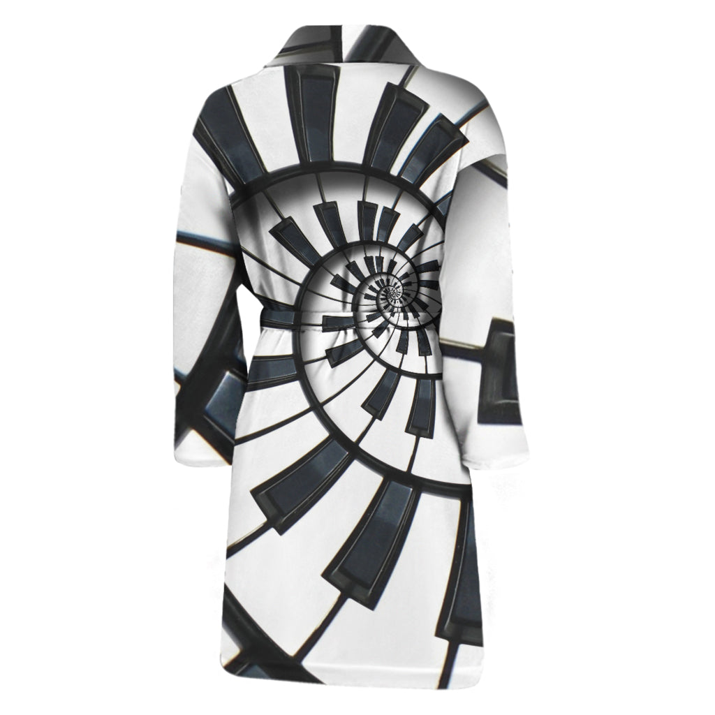 Spiral Piano Keyboard Print Men's Bathrobe