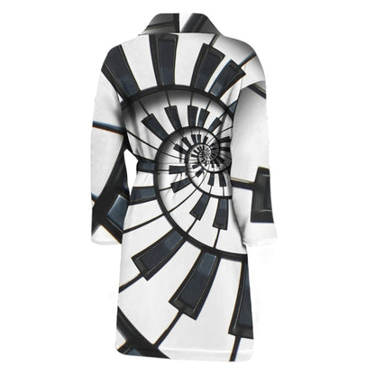 Spiral Piano Keyboard Print Men's Bathrobe