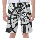 Spiral Piano Keyboard Print Men's Beach Shorts