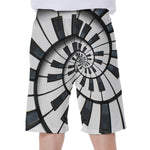 Spiral Piano Keyboard Print Men's Beach Shorts