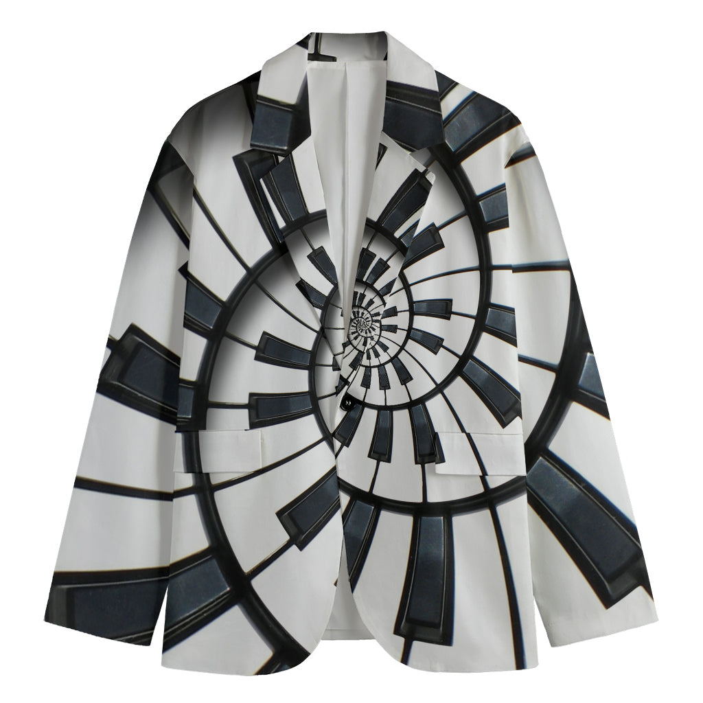 Spiral Piano Keyboard Print Men's Blazer