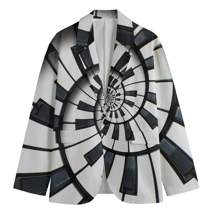 Spiral Piano Keyboard Print Men's Blazer