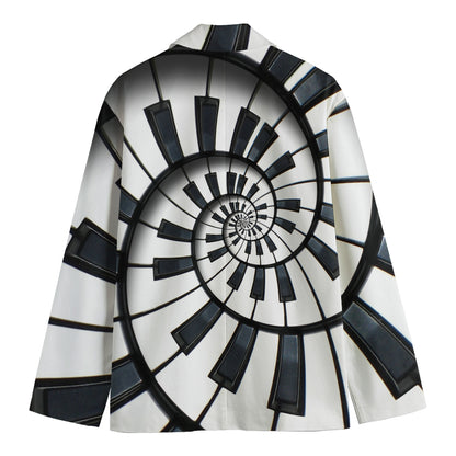 Spiral Piano Keyboard Print Men's Blazer