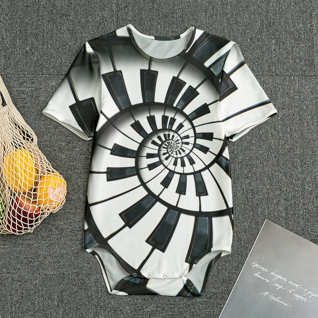 Spiral Piano Keyboard Print Men's Bodysuit