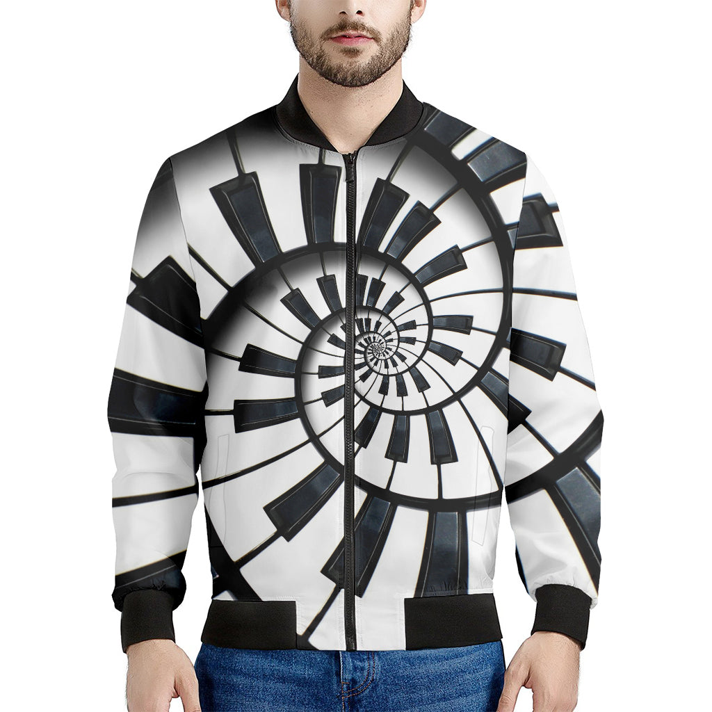 Spiral Piano Keyboard Print Men's Bomber Jacket