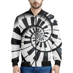 Spiral Piano Keyboard Print Men's Bomber Jacket