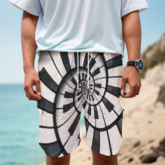 Spiral Piano Keyboard Print Men's Cargo Shorts