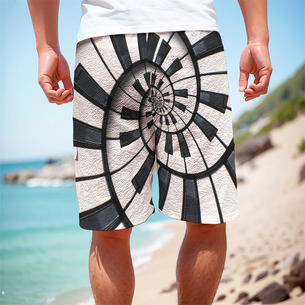 Spiral Piano Keyboard Print Men's Cargo Shorts