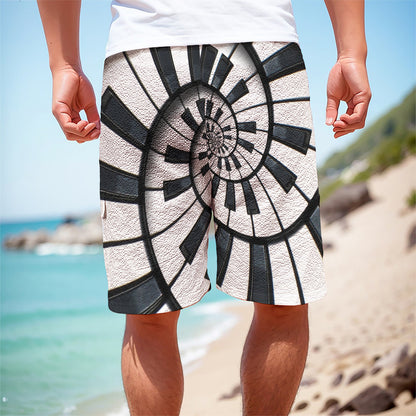 Spiral Piano Keyboard Print Men's Cargo Shorts