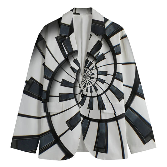 Spiral Piano Keyboard Print Men's Cotton Blazer