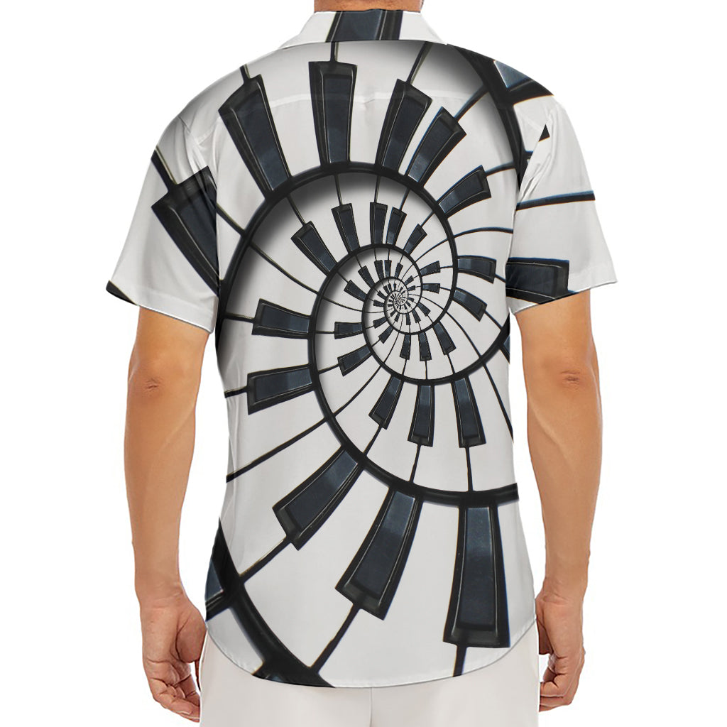 Spiral Piano Keyboard Print Men's Deep V-Neck Shirt