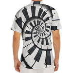 Spiral Piano Keyboard Print Men's Deep V-Neck Shirt