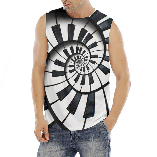 Spiral Piano Keyboard Print Men's Fitness Tank Top