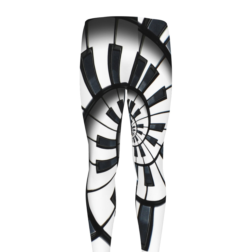 Spiral Piano Keyboard Print Men's leggings