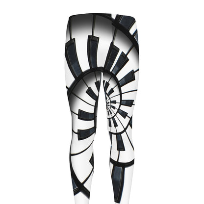 Spiral Piano Keyboard Print Men's leggings