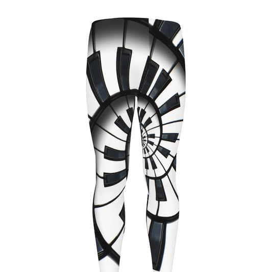 Spiral Piano Keyboard Print Men's leggings