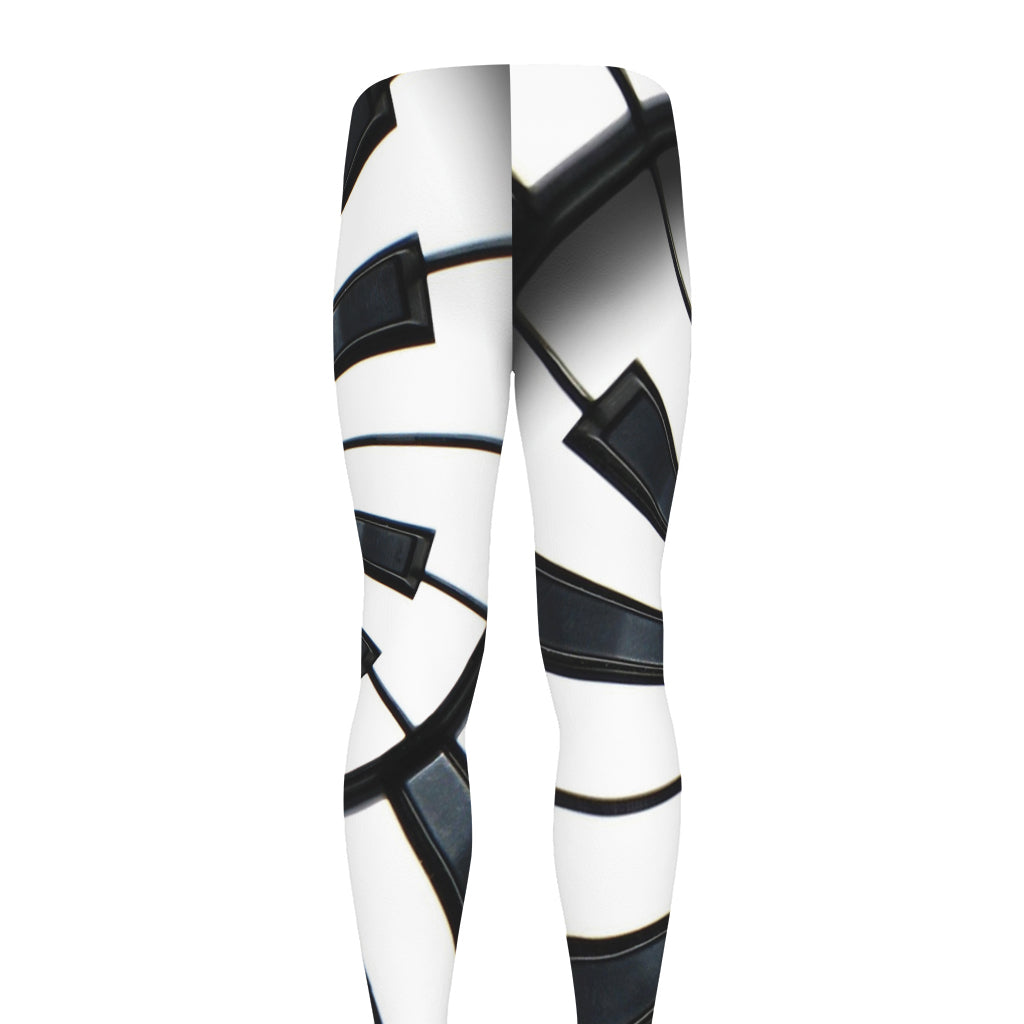 Spiral Piano Keyboard Print Men's leggings