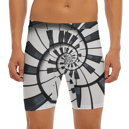 Spiral Piano Keyboard Print Men's Long Boxer Briefs