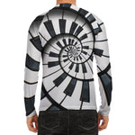 Spiral Piano Keyboard Print Men's Long Sleeve Rash Guard
