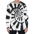 Spiral Piano Keyboard Print Men's Long Sleeve T-Shirt