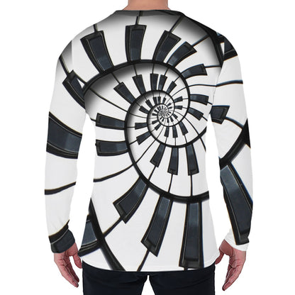 Spiral Piano Keyboard Print Men's Long Sleeve T-Shirt