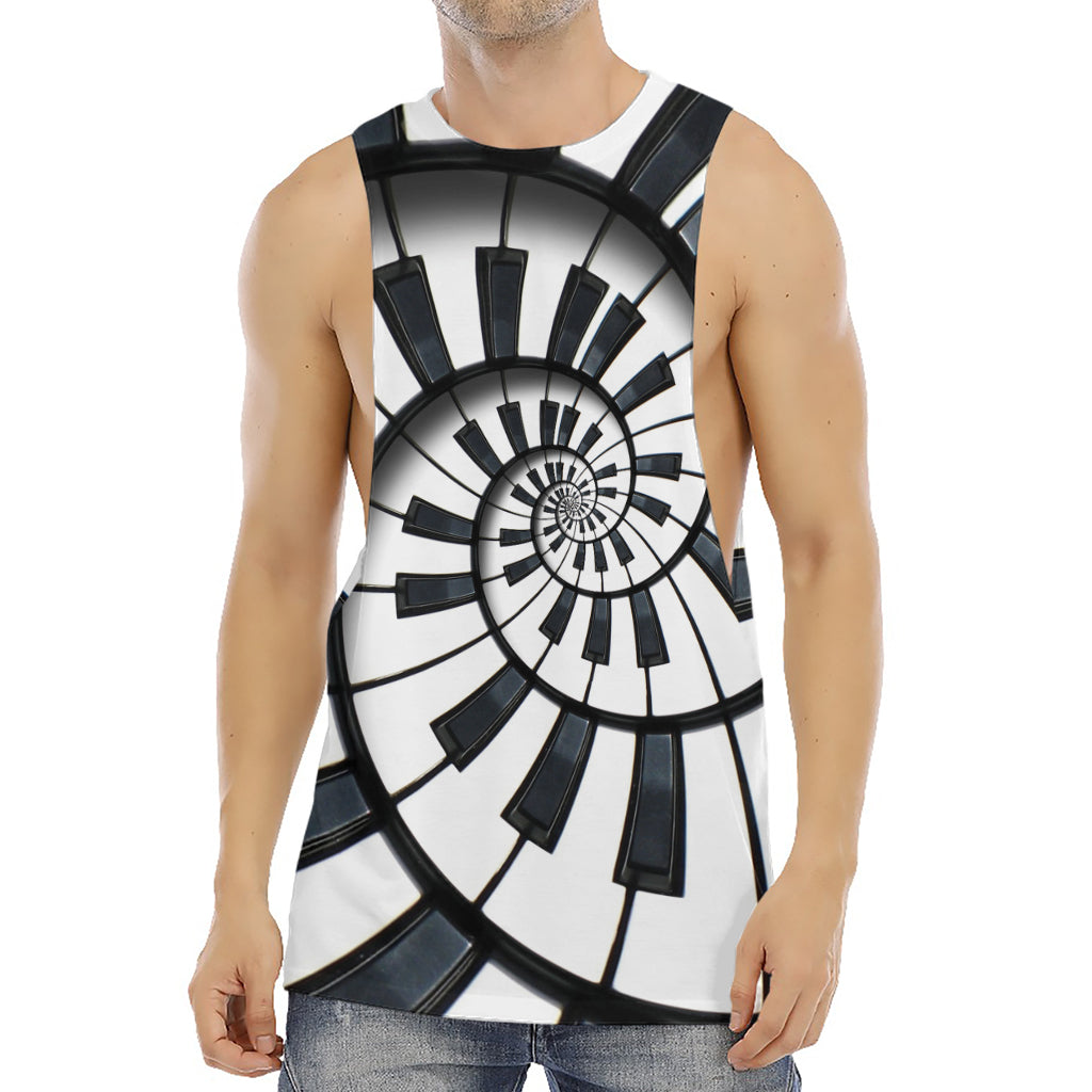 Spiral Piano Keyboard Print Men's Muscle Tank Top