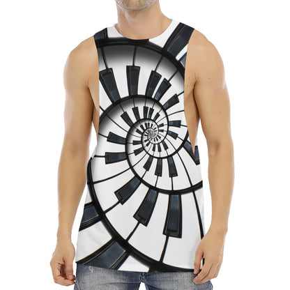 Spiral Piano Keyboard Print Men's Muscle Tank Top