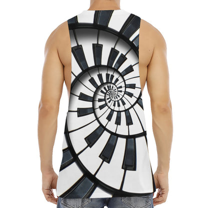 Spiral Piano Keyboard Print Men's Muscle Tank Top