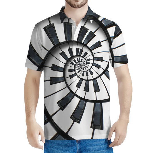 Spiral Piano Keyboard Print Men's Polo Shirt