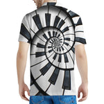 Spiral Piano Keyboard Print Men's Polo Shirt