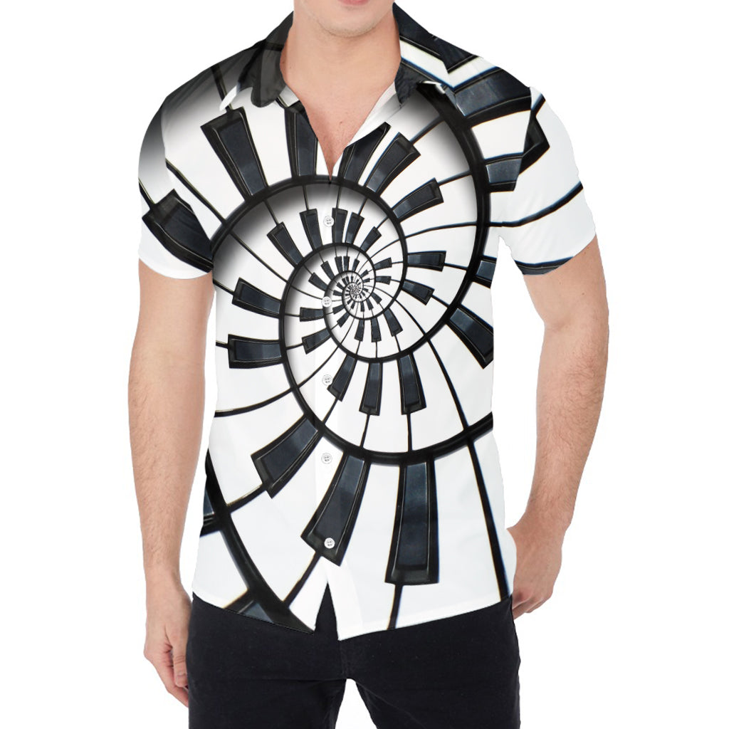 Spiral Piano Keyboard Print Men's Shirt