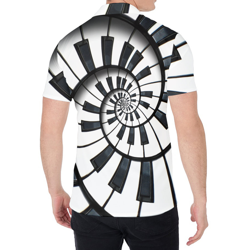Spiral Piano Keyboard Print Men's Shirt