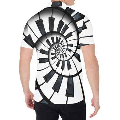 Spiral Piano Keyboard Print Men's Shirt