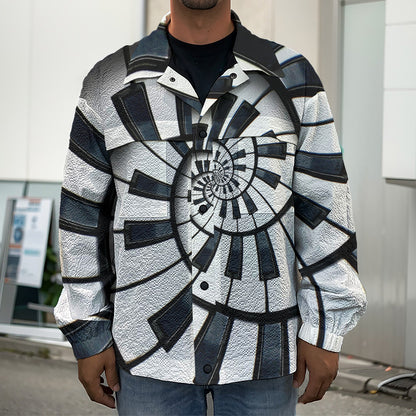 Spiral Piano Keyboard Print Men's Shirt Jacket