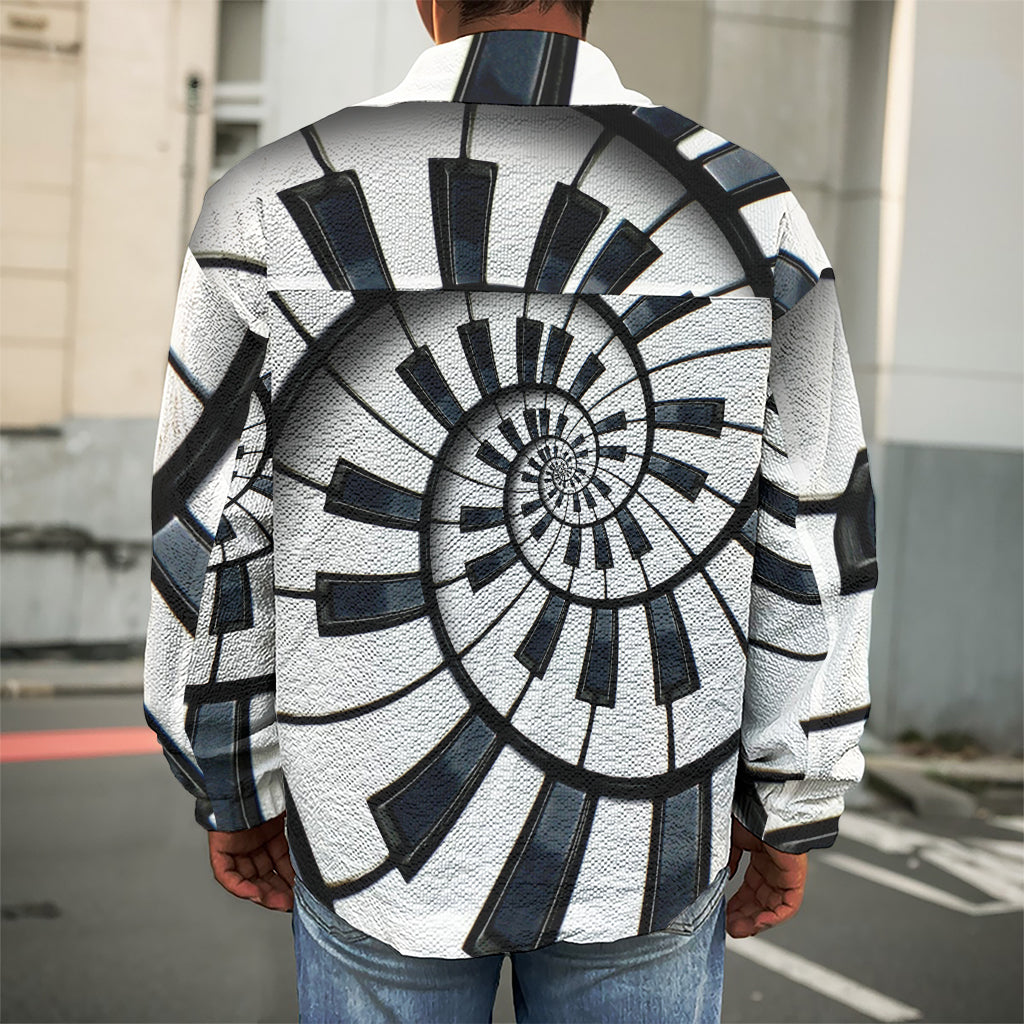 Spiral Piano Keyboard Print Men's Shirt Jacket