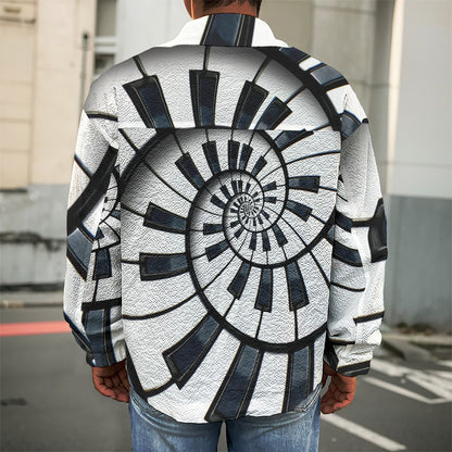 Spiral Piano Keyboard Print Men's Shirt Jacket