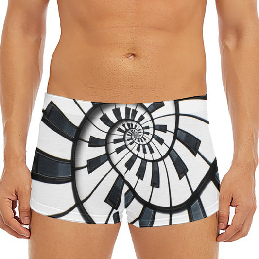Spiral Piano Keyboard Print Men's Short Boxer Briefs