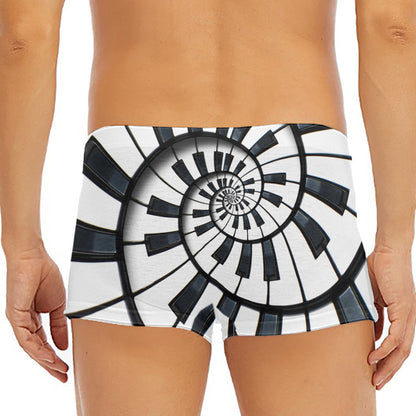 Spiral Piano Keyboard Print Men's Short Boxer Briefs