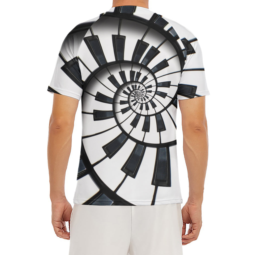 Spiral Piano Keyboard Print Men's Short Sleeve Rash Guard