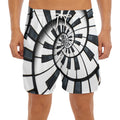 Spiral Piano Keyboard Print Men's Split Running Shorts