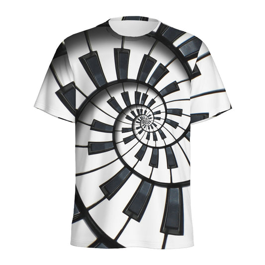 Spiral Piano Keyboard Print Men's Sports T-Shirt